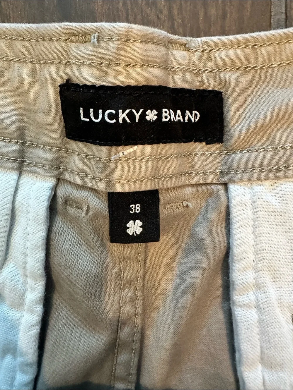 Lucky Brand Beige Flat-Front Cotton Shorts 38